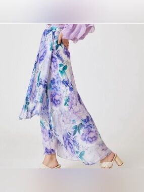 Anthropologie Floral Maxi Skirt in Purple, Teal, White